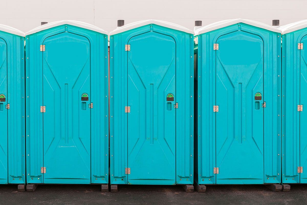 Industrial portable restroom units at a plant in Columbus, Ohio