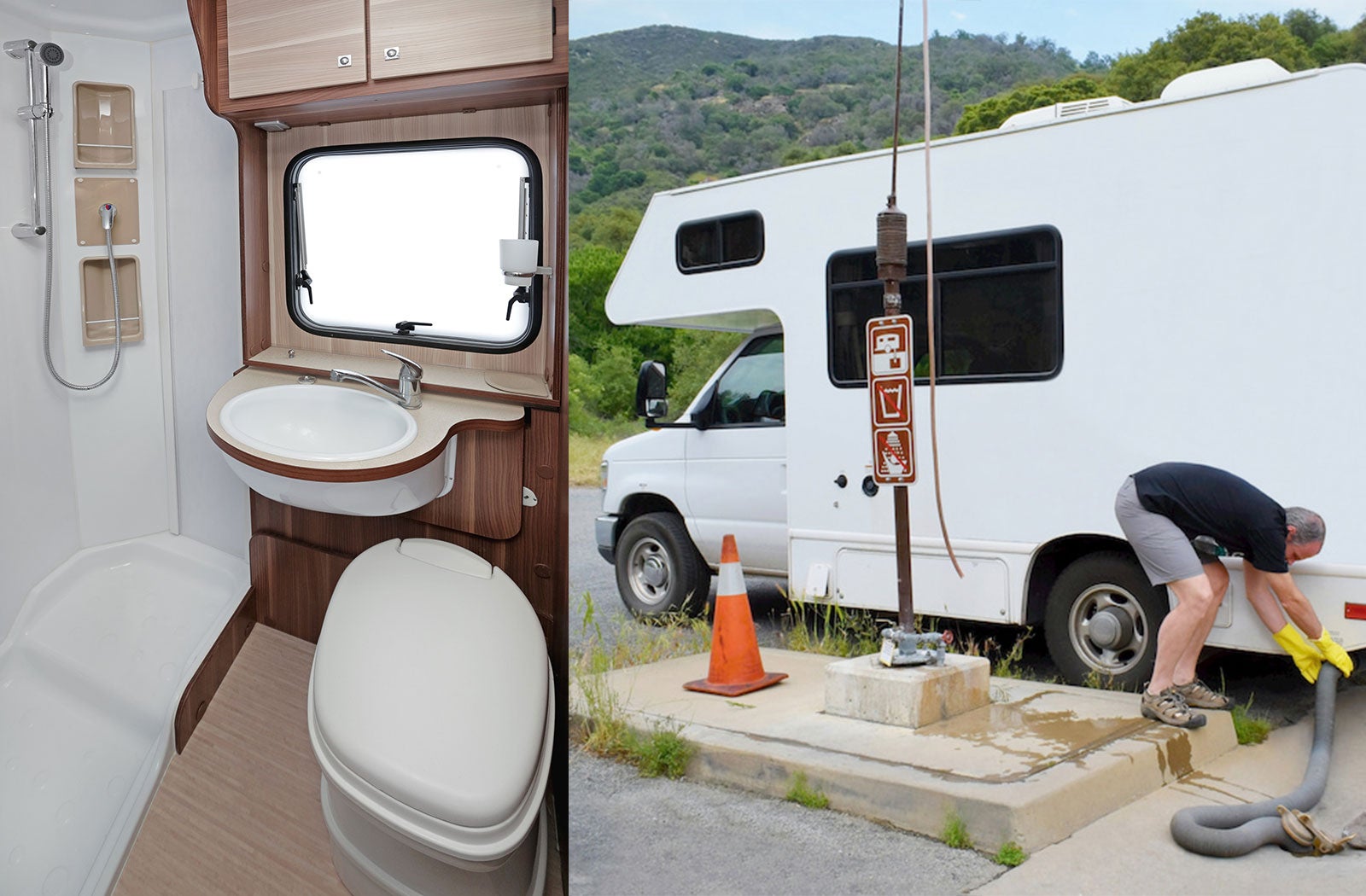 Portable RV/camper toilet and holding tank setup in Columbus, Ohio